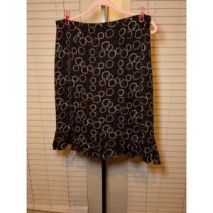 Talbots 100% Silk Print Ruffle Skirt - Black, Red, Beige - Womens Size‎ Unknown